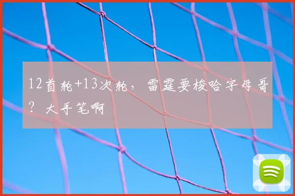 12首轮+13次轮,雷霆要梭哈字母哥?大手笔啊